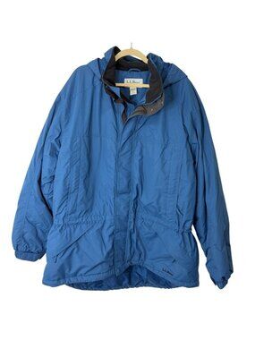 L.L. Bean Mens XL Tall Penobscot Parka Jacket Blue Hooded